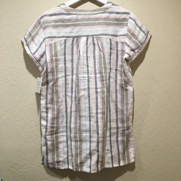 Ellen Tracy 100% Linen Striped Tunic Sm - Picture 2 of 7